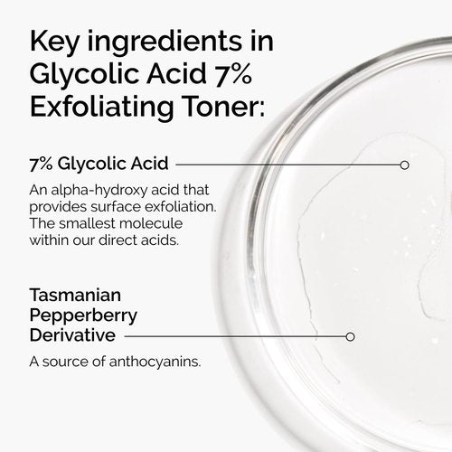 The Ordinary Glycolic Acid 7% Exfoliating Toner, Brightening and Smoothing Daily Toner for More Even-Looking Skin Tone, 3.4 Fl Oz