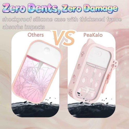 PeaKalo Cat Silicone Case for Touchland Hand Sanitizer Spray, Compatible with Power Mist Glow Mist 1 FL OZ/30ML for Touchland Case with 2 Keychains Cute Bell Portable Travel Accessory