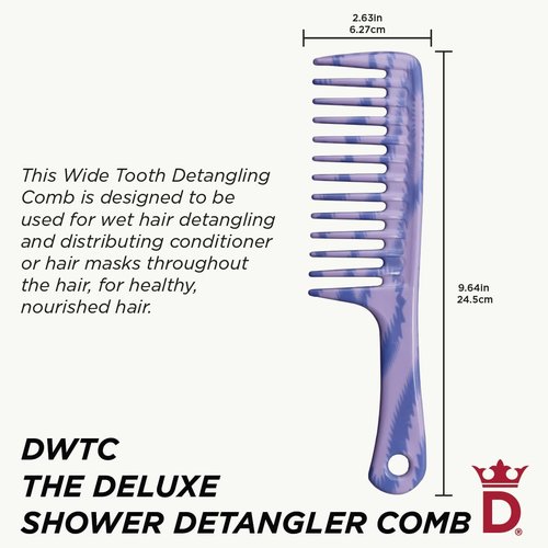 Denman Wide Tooth Comb - Damage-Free Detangling Brush for All Hair Types | Ideal for Curly Hair