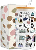 LONGXIN Twilight Vampire Lover Iced Coffee Cup - 16 oz Glass with Lid & Straw for Movie Fans