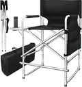 AQNIEGEP Makeup Chair - 41" Tall Folding Director's Chair with Side Table & Cup Holder | Supports 400 lbs