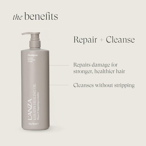 L'ANZA Keratin Healing Oil Shampoo - Hydrating Cleanse for Softness & Shine | Color Safe, Sulfate Free