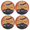 Halloween Round Placemats Set of 4 - Yellow Rhinestone Table Decor