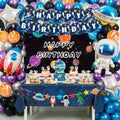 Space Themed Party Decorations Set with Balloons, Banners & Cake Toppers