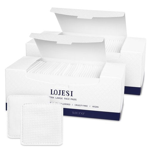 Organic Cotton Face Pads – 120 Count, Lint-Free Makeup Remover Pads – Textured & Ultra-Soft Sides for Gentle Cleansing – Thick Cotton Rounds for Sensitive Skin