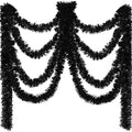Black Tinsel Garland Set - Metallic Glitter Decorations for Parties & Holidays