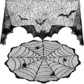 Halloween Lace Tablecloth Set with Spider Web Design - 19.7 x 78.7 Inch
