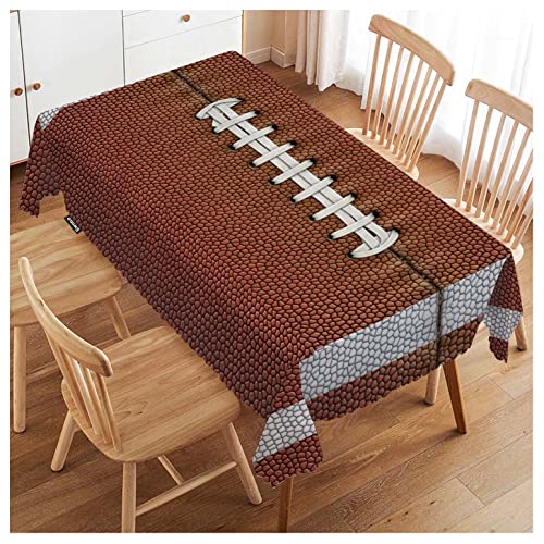 Football Tablecloth 52x70 Inch Rectangular Sports Game Leather Pattern Kitchen Decor - Brown
