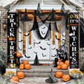 Halloween Outdoor Decorations Set with Banners Witch Hats Bats Creepy Cloth