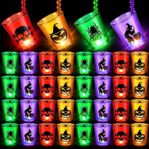Halloween Shot Glass Necklace 36 Pcs Beaded Skull Plastic Cups - Stylish Style