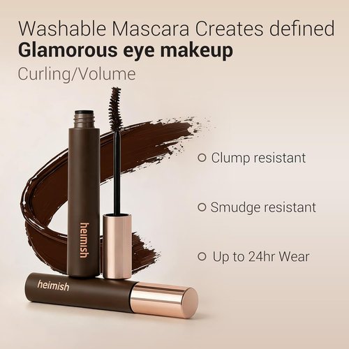 HEIMISH Dailism Smudge Stop Mascara - Volumizing, Lengthening, Waterproof, 0.32oz/9g | Brown Volume