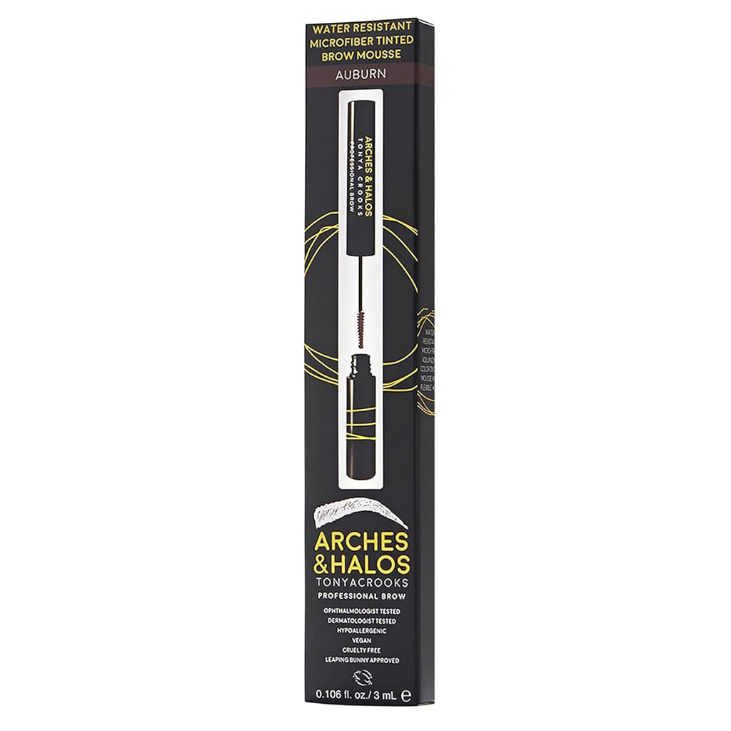 Arches and Halos Microfiber Tinted Brow Mousse - Water-Resistant Eyebrow Shaper - Vegan Auburn - 0.11 oz