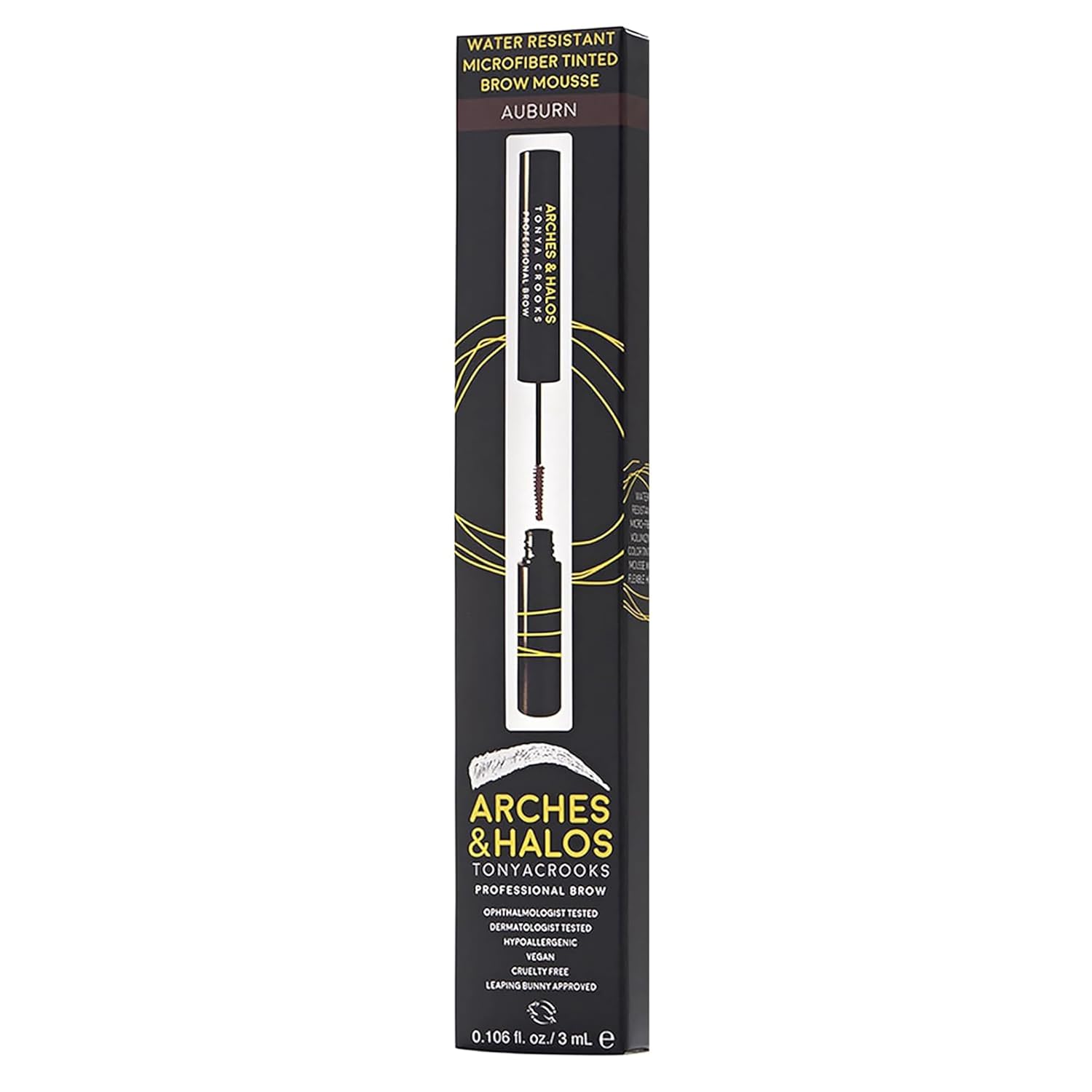 Arches and Halos Microfiber Tinted Brow Mousse - Water-Resistant Eyebrow Shaper - Vegan Auburn - 0.11 oz