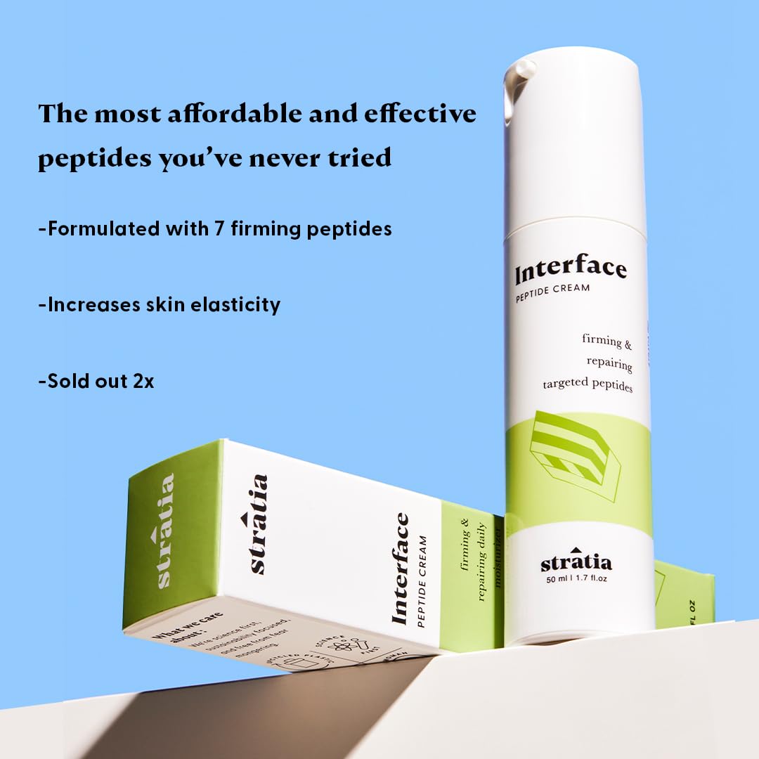 Stratia Interface Daily Moisturizer - Hydrating Peptide Formula for All Skin Types | 1.70 Fl Oz