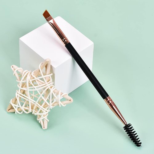 Skiennix Duo Eyebrow Brush Set - Spoolie & Angled Brow Brush for Flawless Eye Makeup | 5pcs, Black