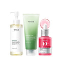 Anua 3-Step Glass Skin Set - Oil Cleanser & Face Wash with Niacinamide | Korean Skincare Routine
