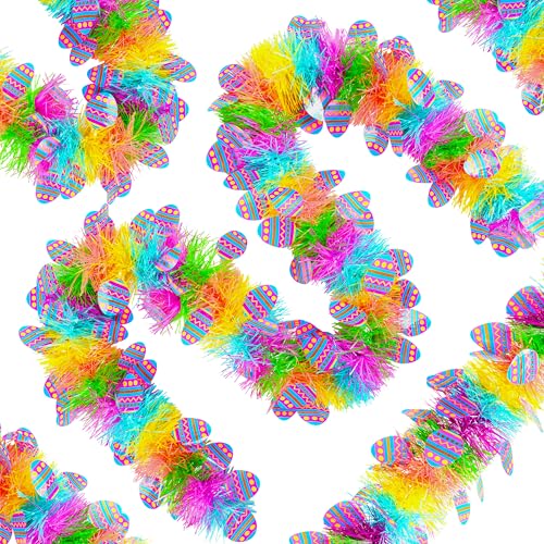 50FT Easter Tinsel Garland with Confetti Streamers - Spring Green, Purple, Yellow, Blue, Green, Pink Variations