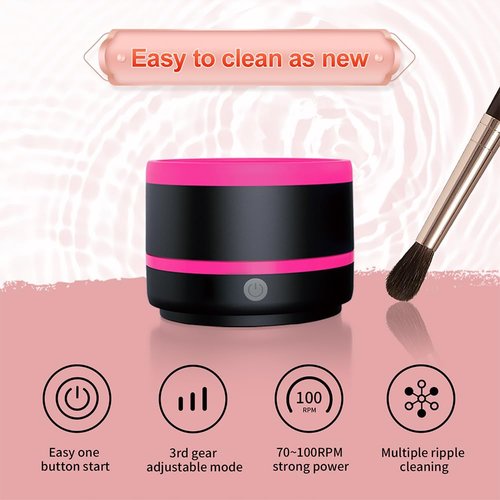 Pinkiou Makeup Brush Cleaner Machine, Electric Makeup Brush Cleaner IPX7 Waterproof USB Cosmetic Brush Cleaning Machine Suitable for All Size Beauty Makeup Brush Set