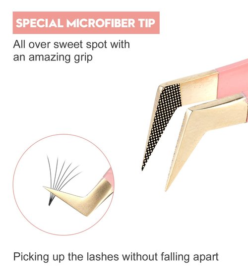 Ms.Queen Lash Tweezers for Eyelash Extensions,Precision 4Pcs Fiber Tip Grip 45 90 Degree L-Shaped Boot Curved Isolation Eyelash Tweezers Set