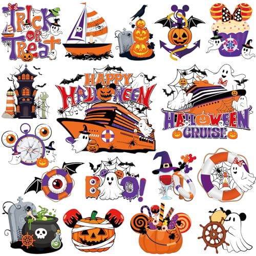 Halloween Cruise Door Magnets - 16 Pcs Pumpkin Ghost Bat & More Decorations - Halloween Variation