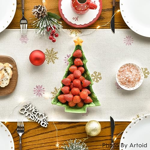 Artoid Mode Xmas Tree Winter Table Runner 13x90 Inch - Pink Holiday Decor