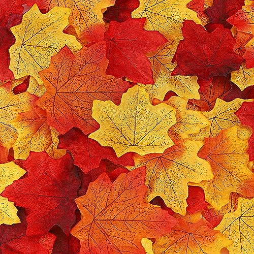 Fall Leaves Decor Set - Artificial Maple Leaves for Wreaths Bouquets & Holiday Crafts, 300 Pieces