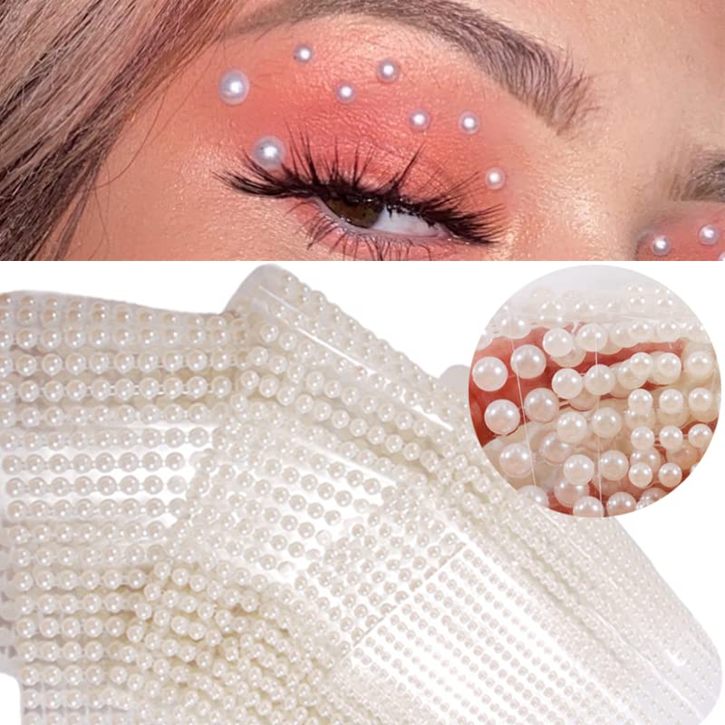 Self Adhesive Nail Rhinestones & Body Art Gems - White Pearl 4 Sheets