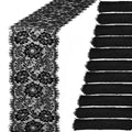Preboun 12 Pcs Black Lace Table Runners Floral Embroidered 12x120 Inches