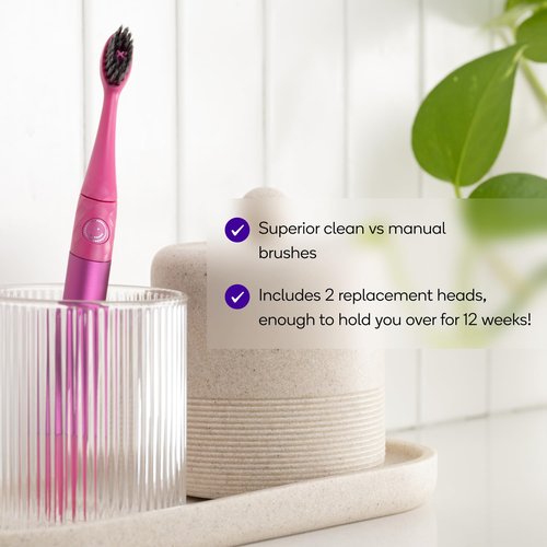 BURST Replacement Heads for Nova Sonic Toothbrush (Pink) | Super-Soft Bristles Reduce Risk of Abrasion & Irritation | Tapered Ends Reach Below The Gumline | for a Whiter, Brighter Smile