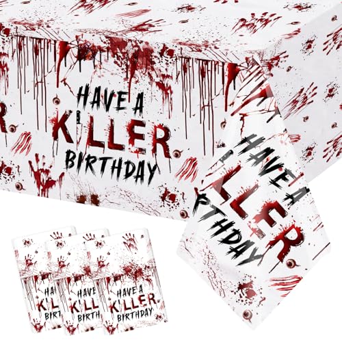 Have a Killer Birthday Tablecloth Set - Horror Halloween Party Decor, 3-Pack