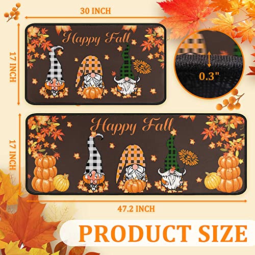 Fall Kitchen Rugs and Mats Set - 17x47.2 & 17x30 Inches, Non-Slip Pumpkin Design, Autumn Decor for Kitchen and Home - Fall 05