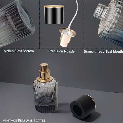 PLINNILUY 3 Pcs 30ml/1oz Empty Perfume Spray Bottles, Refillable Perfume Spray Bottles, Glass Fine Mist Atomizers, Gradient Color Travel Fragrance Containers for Perfume and Cologne(C)