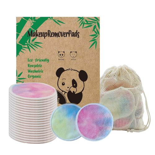 Sopurrrdy 28 Pack Reusable Makeup Remover Face Pads with Laundry Bag Washable Soft and Comfortable Cleaning Face Skin,Washable Bamboo Cotton Rounds Colorful