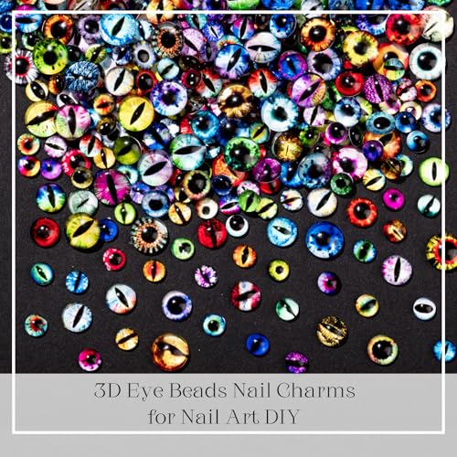 150Pcs Eye Nail Charms for Nails and Crafts - 6mm & 10mm Glass Animal Eyes