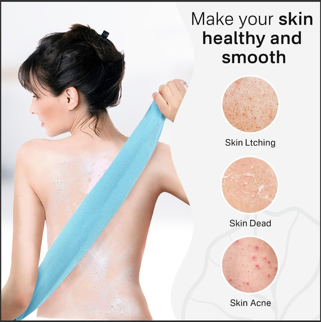 Yiclick 2PCS Exfoliating Washcloth Towel - Exfoliating Body Scrubber Exfoliator, Loofah Sponge Wash Cloth, Korean & Japanse & African Net Sponge Rag - Back Scrubber Washer (Blue)