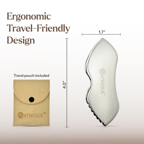 Natnique Stainless Steel Gua Sha Tool – Face & Neck Sculpting Massager for Lymphatic Drainage, Puffiness & Jawline Contour – Anti-Aging Facial Tool for Wrinkles, Firming, Relaxation & Cooling Relief