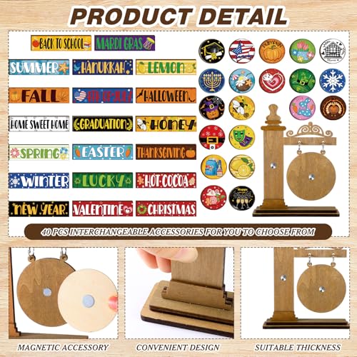 Interchangeable Wooden Holiday Sign Set - Dark Brown, 41 Pcs Seasonal Decor