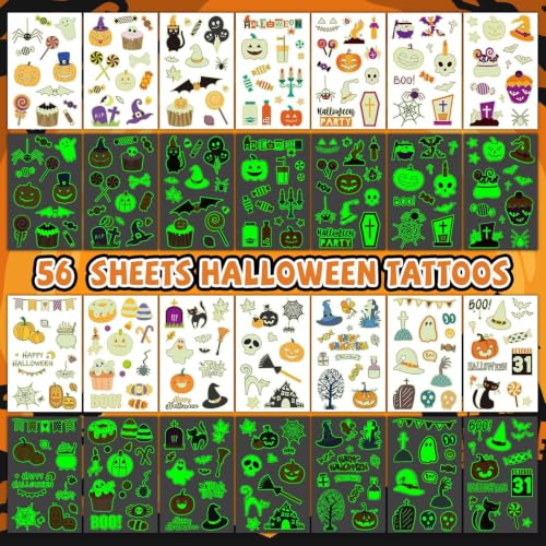 Glow Halloween Temporary Tattoos for Kids Bulk - 500+ Styles, Non-Toxic & Easy to Remove