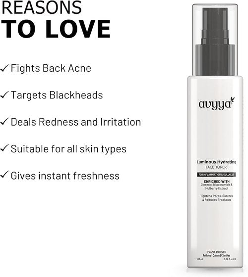 Regine Switzerland Luminous Hydrating Face Toner - Ginseng & Niacinamide for Dull Skin | Pore Tightening & Brightening - 3.38 fl oz