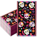 Halloween Floral Skull Guest Napkins - Mexican Design Party Tableware 100 Pack