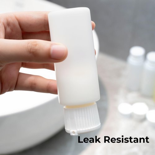 2oz TSA Approved Translucent Squeeze Bottles with Fliptop & Extra Screw Caps, Set of 4, Leak Proof, FDA Compliant. Safe for Premium Costmetic, Shampoo, Conditioner and DIY projects. (HDPE FlipTop)