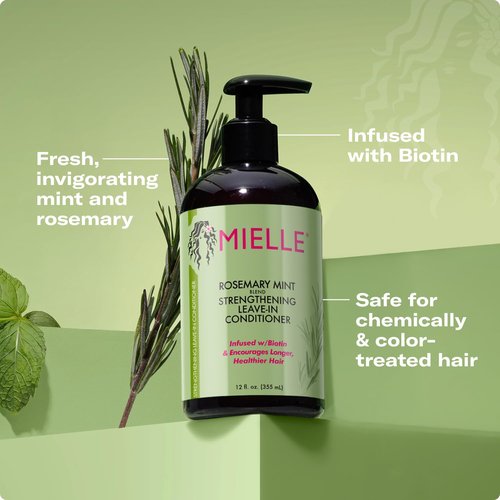 Mielle Organics Rosemary Mint Leave-In Conditioner - Hydrating Curly Hair Moisturizer with Biotin (12 Oz)