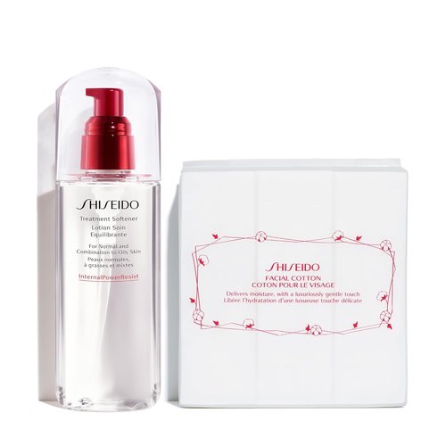 Shiseido Treatment Softener 150 mL | Hydrating Formula for Smooth, Refined Skin - Ideal for Normal & Oily Skin with 165 Facial Cotton Pads