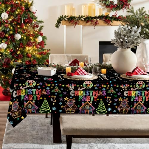 Christmas Party Tablecloth 54x108 Inch Disposable Holiday Decor 3 Pack