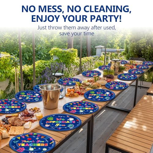 Thank You Teachers Paper Plate Set - 50pcs 11-Inch Disposable Party Supplies