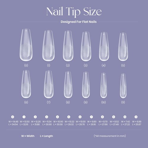 Five Angeles Tipex Instant Apex Nail Tips: Long Coffin, Full Cover Gel, Thicker Acrylic, Strong Hard Clear Pre-etched Press-on Nails