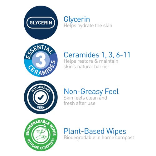 CeraVe Makeup Remover Wipes - Biodegradable Plant-Based Face Wipes | Fragrance-Free, 25ct for Sensitive Skin