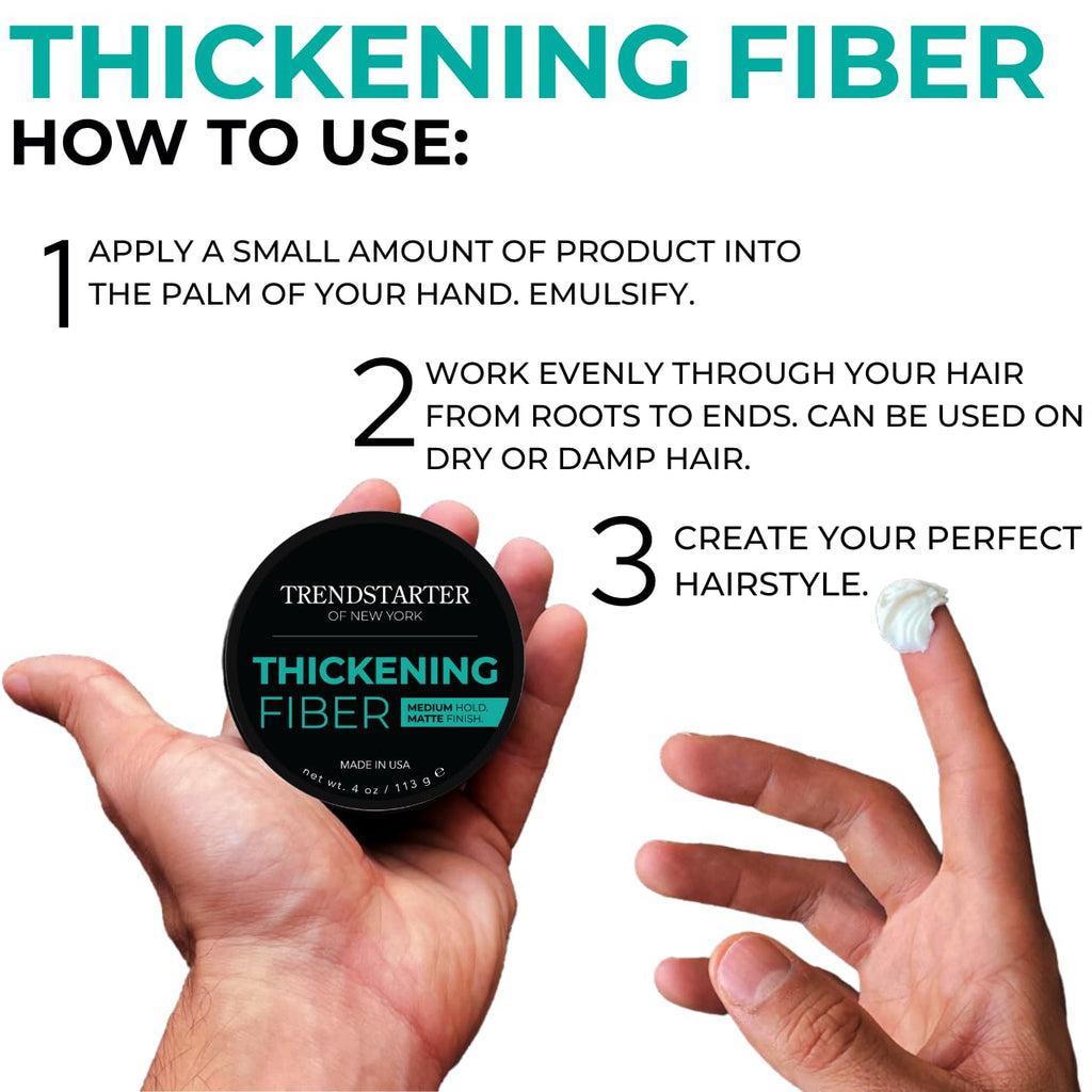 TRENDSTARTER Thickening Fiber Pomade - Medium Hold, Matte Finish - 4oz Water-Based Styling Clay