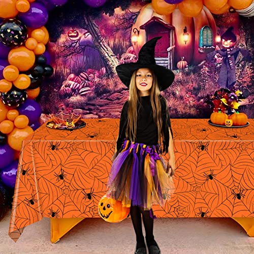 Orange Halloween Tablecloth Set of 3 Rectangular Plastic Decorations