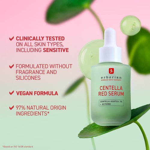 Erborian Red Serum - Daily Hydrating & Soothing Treatment for Sensitive Skin | Lightweight Barrier Support with Centella